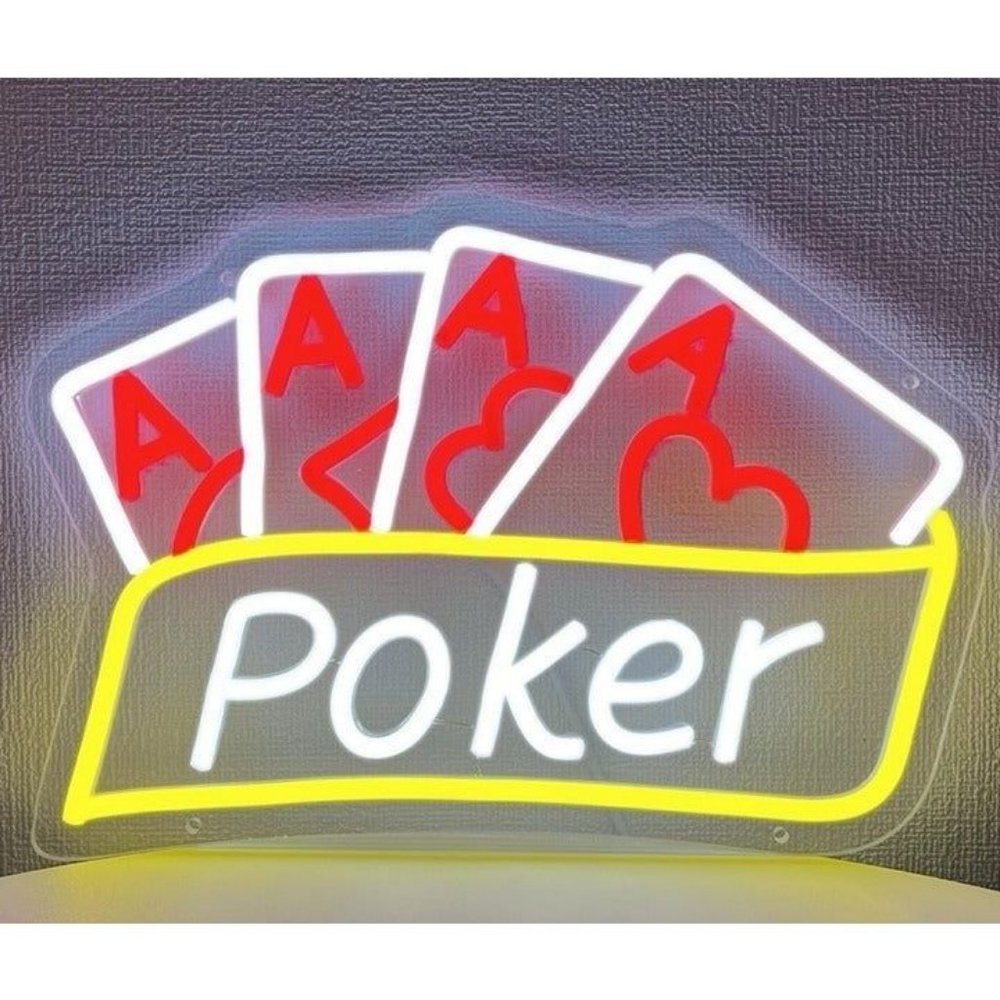 NEW Bright Poker Card LED Night Neon Light Game Room Casino Wall Decor Cards Ace